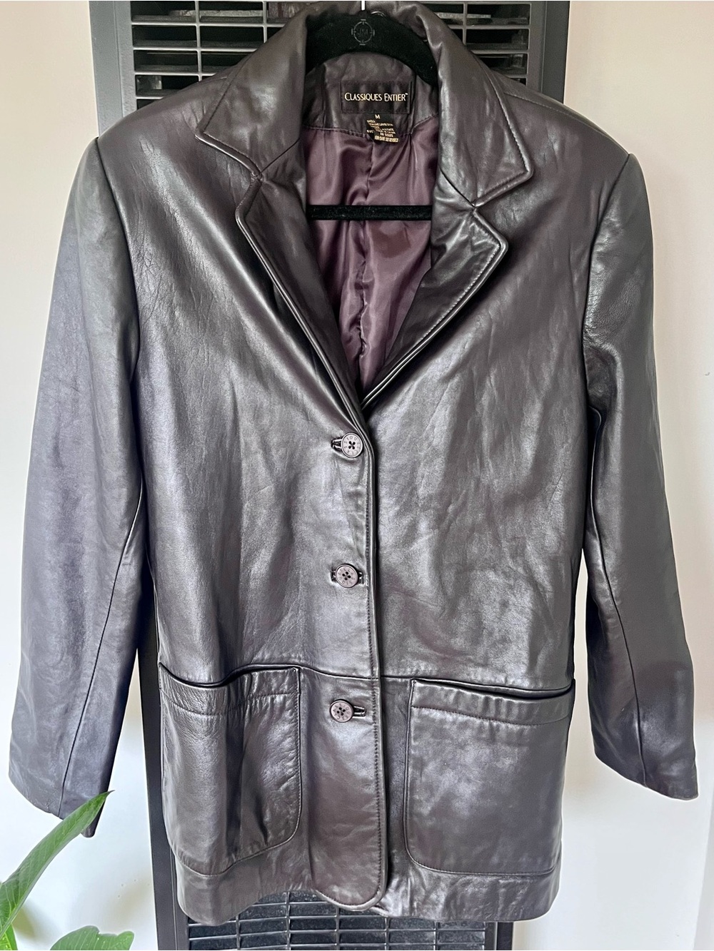 Classiques Entier Women's Dark Chocolate Brown Leather Blazer